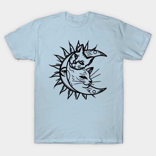 Sun and Moon Cats for Cat Lovers T-Shirt by lazykitty